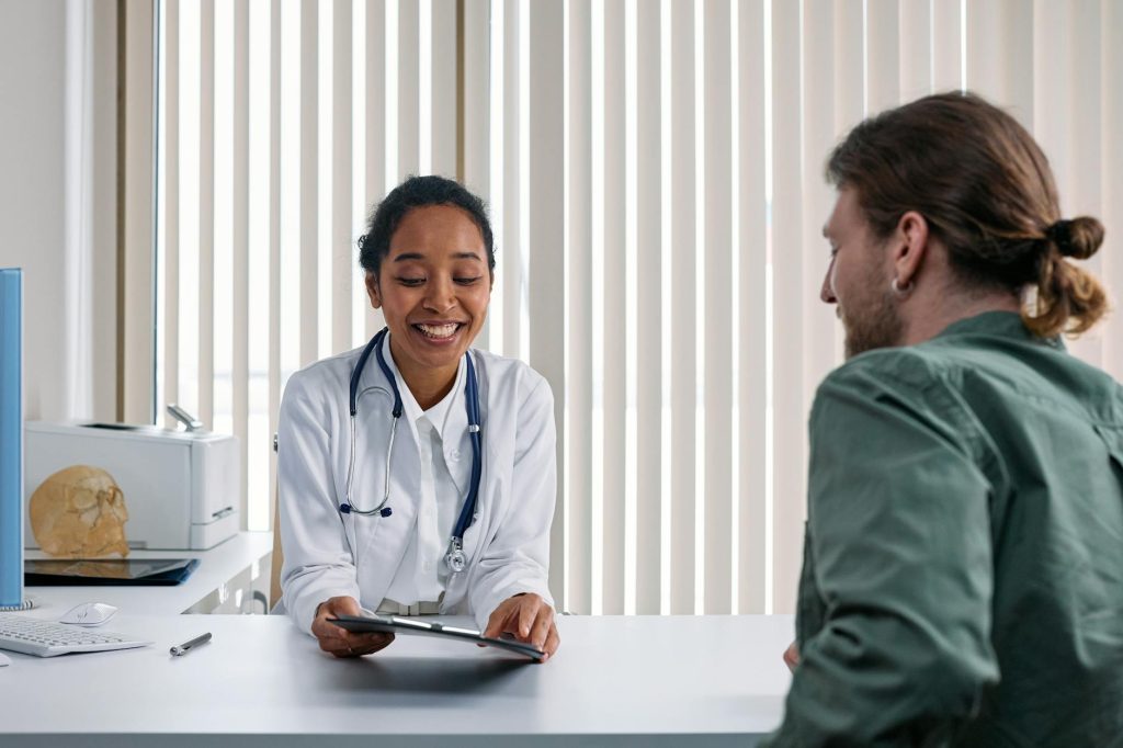 a doctor talking the patient