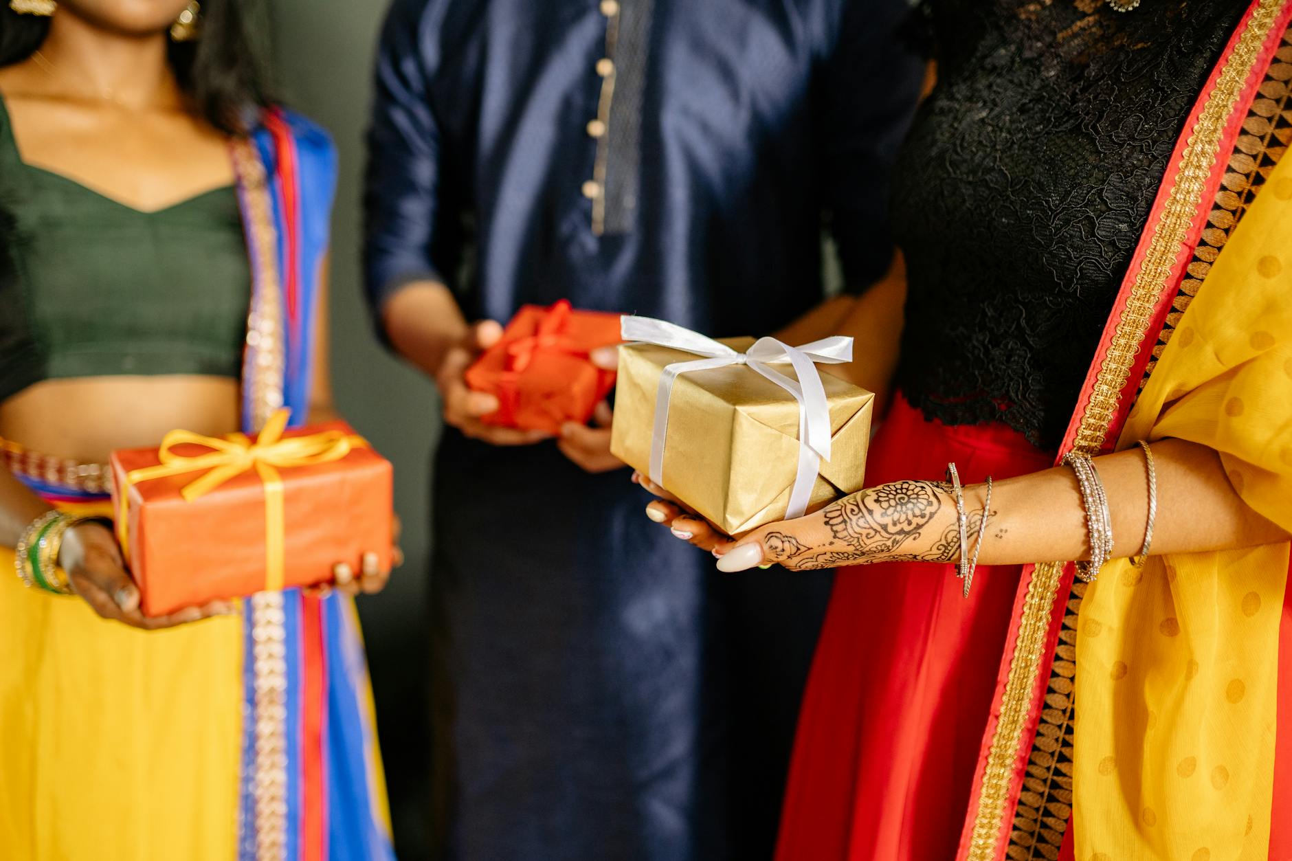 people holding presents